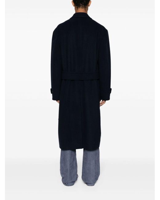 Gucci Blue Wool Double-breasted Maxi Coat for men