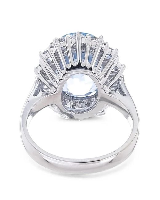 Fantasia by Deserio Natural Princess Diana Aquamarine And Zirconia Ring