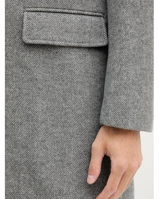 Trussardi Gray Herringbone Pattern Coat for men