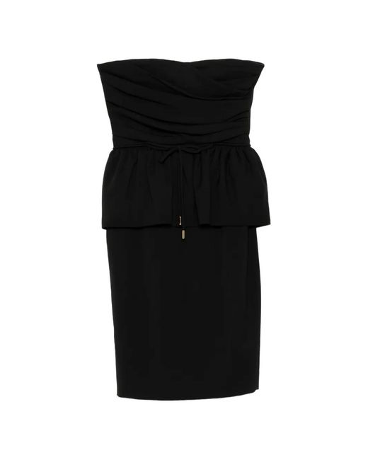 DSquared² Black Strapless Peplum-Waist Dress