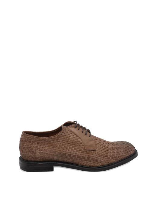 Pawelk's Brown Daddy Woven Suede Derby Shoes for men