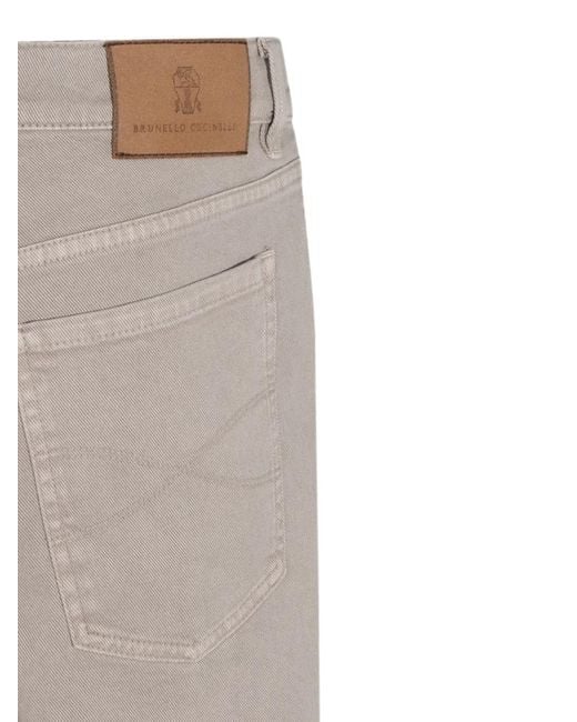 Brunello Cucinelli Gray Logo-Patch Jeans for men
