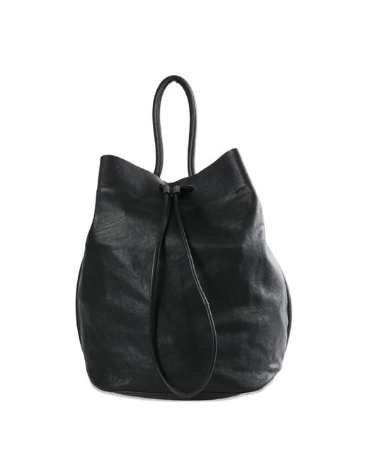 Uma Wang Black Large Drawstring-Fastening Bucket Bag