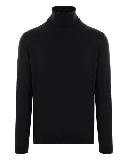 Roberto Collina Black Turtleneck Merino-Wool Sweater for men