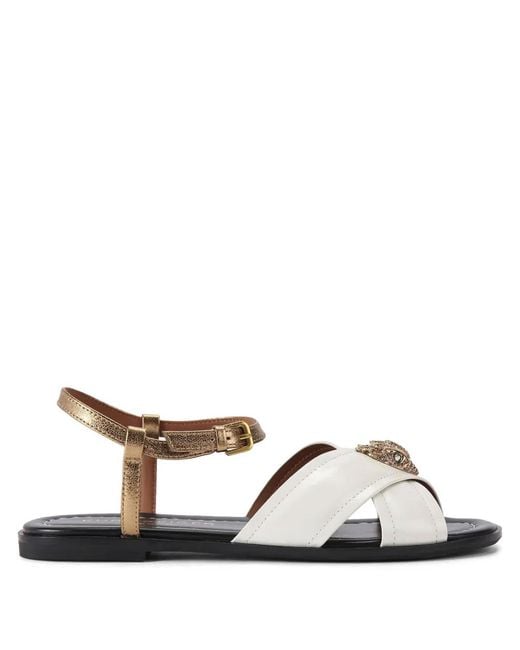 Kurt Geiger White Orson Cross Flat Sandals