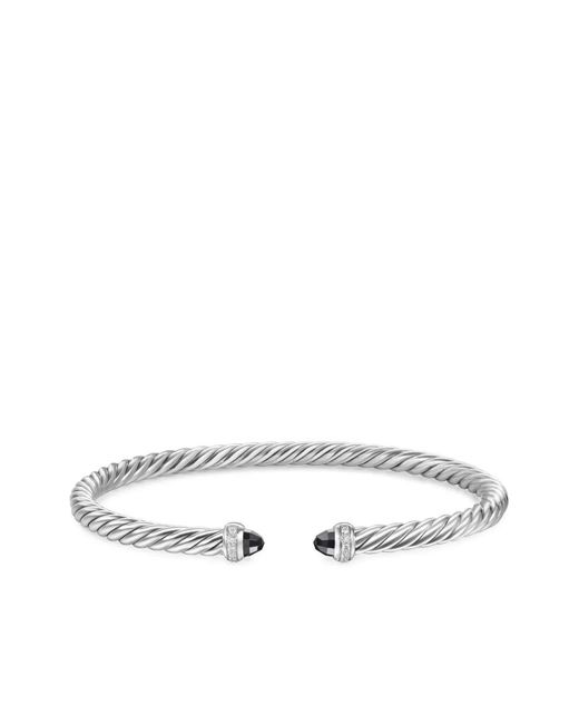 David Yurman White Sterling Cablespira Flex Diamond Bracelet (4Mm)