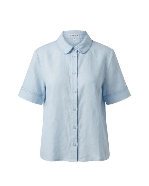 ORSINA Blue Embroidered Short-Sleeved Shirt