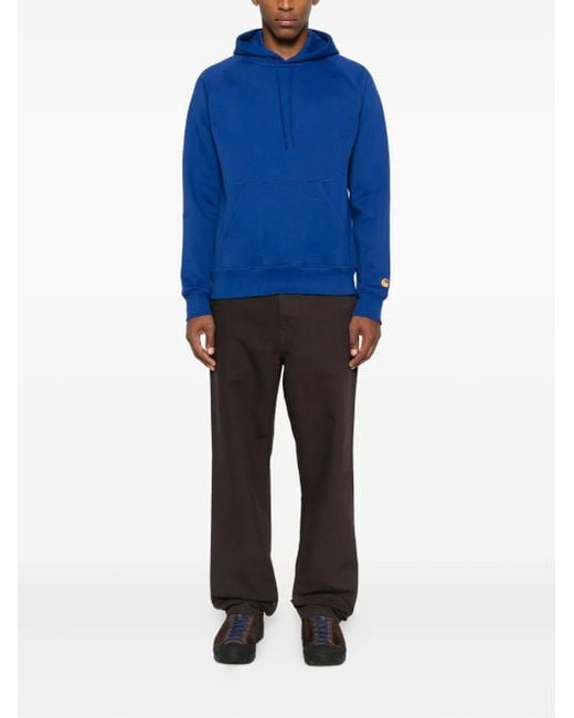 Carhartt Blue Logo-Embroidered Hoodie for men
