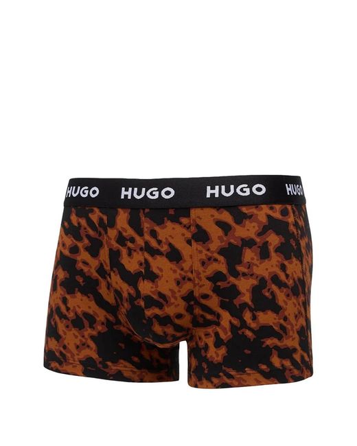 HUGO Black Logo-Waistband Patterned Trunks (Set Of Three) for men
