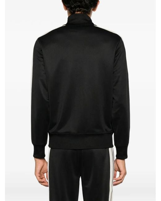 Palm Angels Black Embroidered-Logo Zip-Up Sweatshirt for men