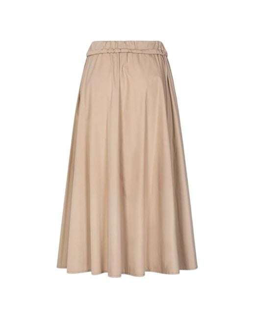 Gaelle Paris Natural Drawstring-Waist Logo-Print Midi Skirt
