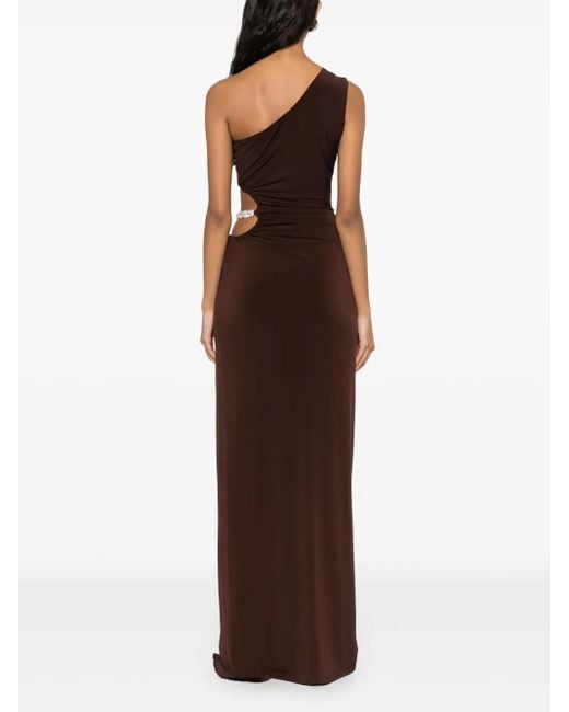 Nissa Brown Crystal-Embellished Gown