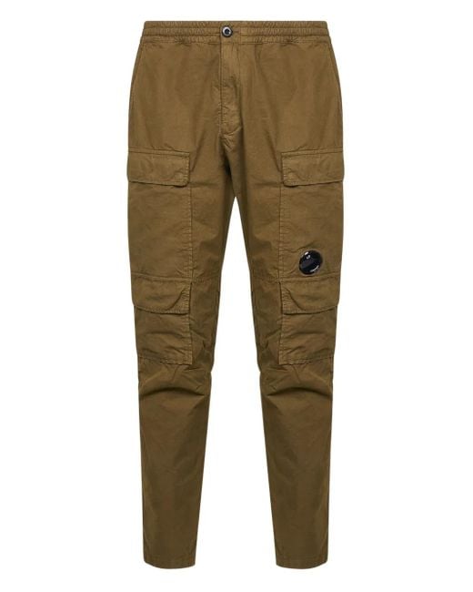 C P Company Green Microreps Regular Cargo Trousers for men