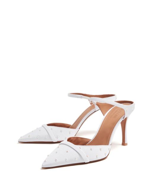 Malone Souliers White Uma 80mm Faux Pearl-embellished Mules