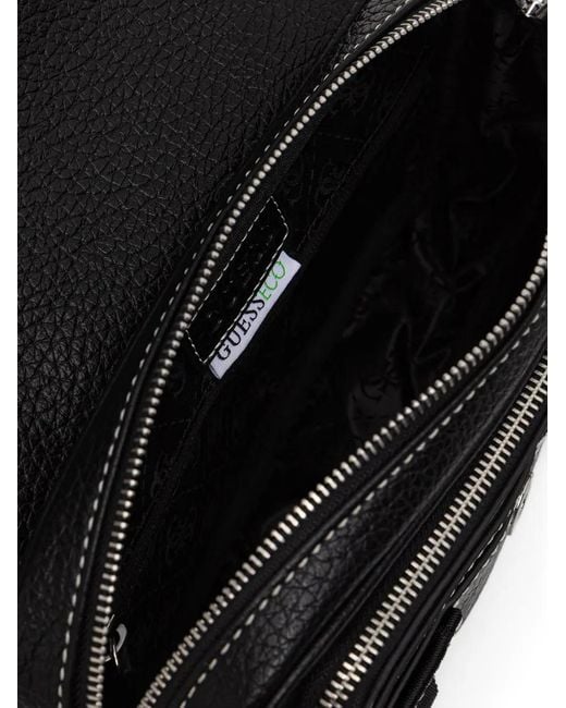 Guess Black Boston Logo-Plaque Belt Bag for men