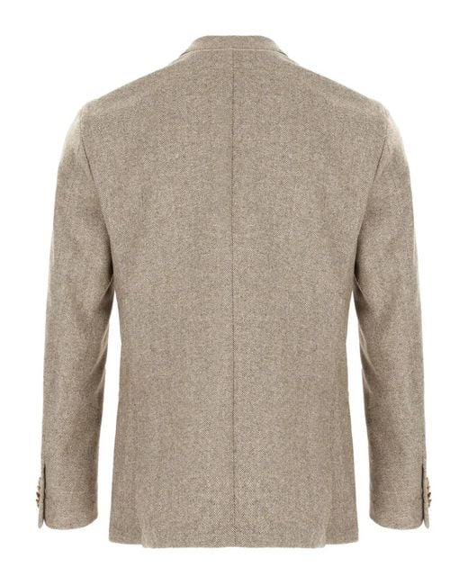 Corneliani Gray Herringbone Single-Breasted Blazer for men