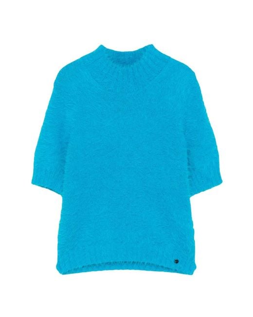 Marc Cain Blue High-Neck Top
