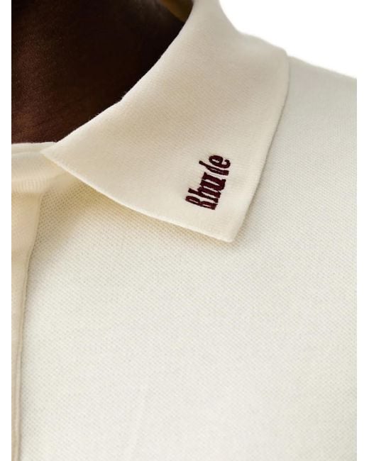 Rhude White Cotton Polo Shirt for men