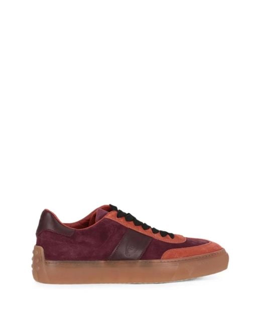 Tod's Red Suede Panelled Sneakers for men