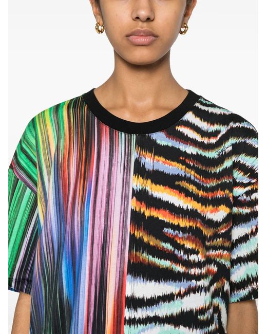 Just Cavalli White Contrasting-Striped T-Shirt