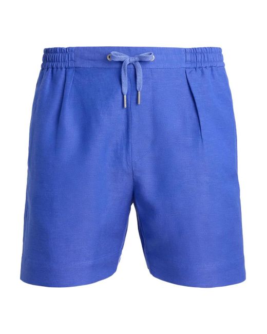 Ralph Lauren Blue Drawstring Pleated Shorts for men