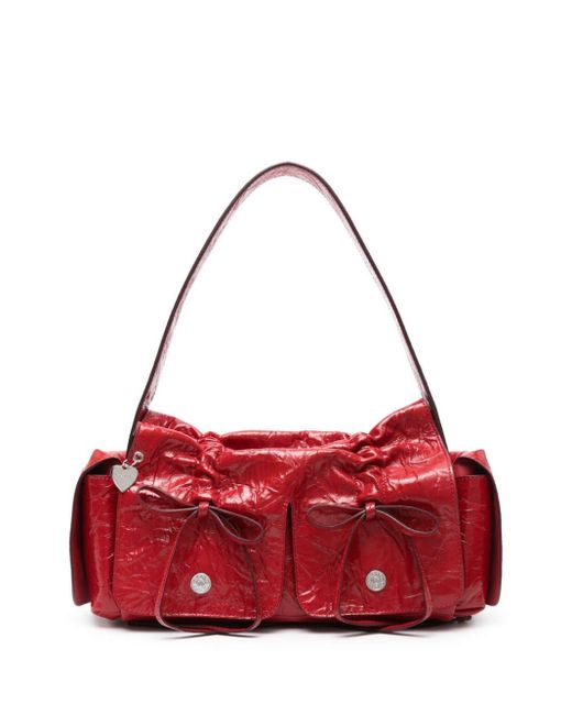 Acne Red Crinkled Shoulder Bag