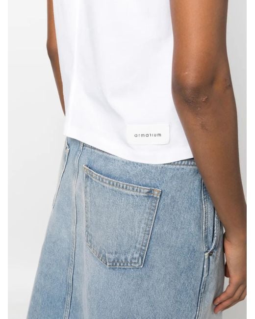 ARMARIUM White Short-Sleeved Cotton Cropped T-Shirt