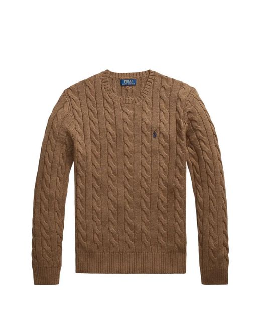 Polo Ralph Lauren Brown Cable-Knit Logo-Embroidered Sweater for men