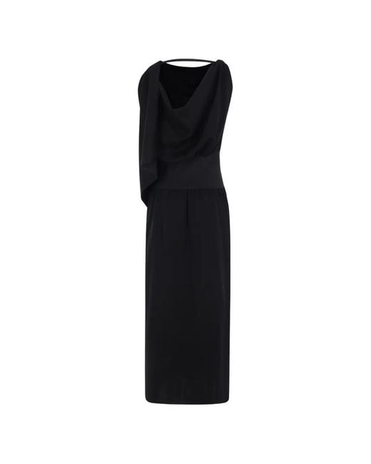 CFCL Black Ac Milan Draped Maxi Dress