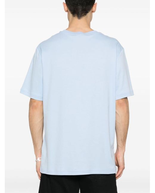 Iceberg Blue Embroidered-logo Cotton T-shirt for men