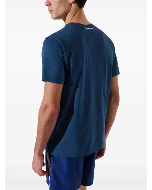Karl Lagerfeld Blue Crewneck Striped Logo T-Shirt for men