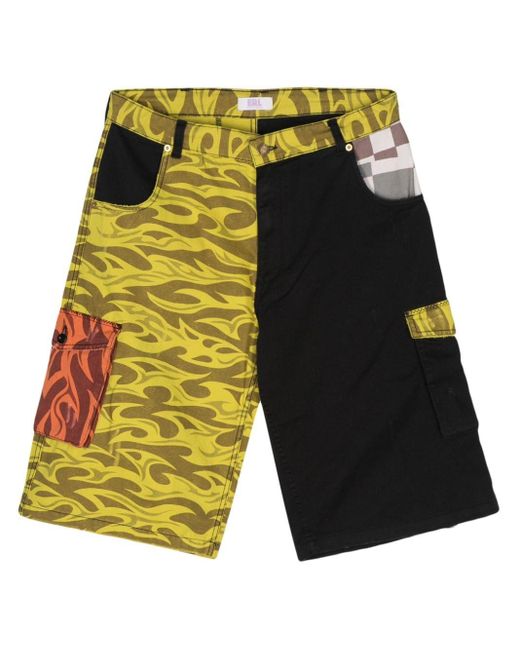 ERL Yellow Cargo-Shorts in Colour-Block-Optik