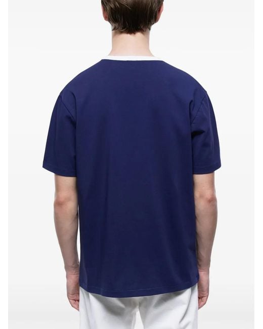 Fursac Blue Logo-Patch Organic Cotton T-Shirt for men