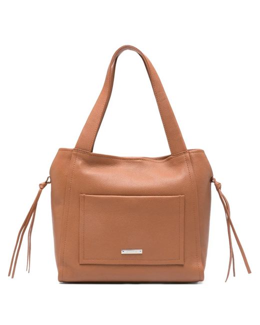 Cromia Brown Grained Leather Shoulder Bag