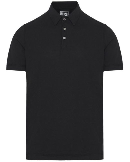 Fedeli Black Alby Iconic Cotton Polo Shirt for men