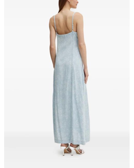 Guess Blue V-Neck Denim Maxi Dress