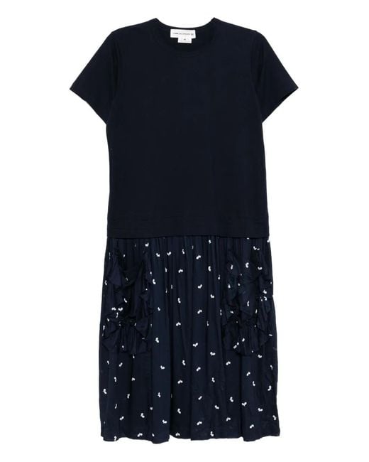 Comme des Garçons Blue Ruffled-Pocket Dress