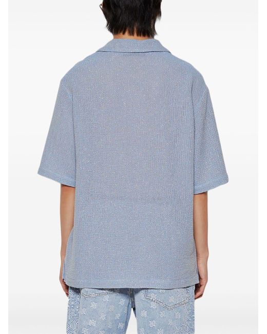 Amiri Blue Lurex Open-knit Shirt for men