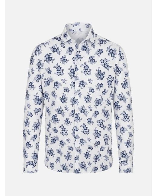 Sonrisa White Floral-Print Long-Sleeve Shirt for men