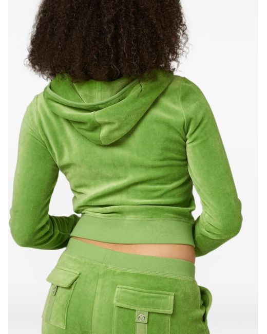 Juicy Couture Green Heritage Velour Zip-Up Hoodie
