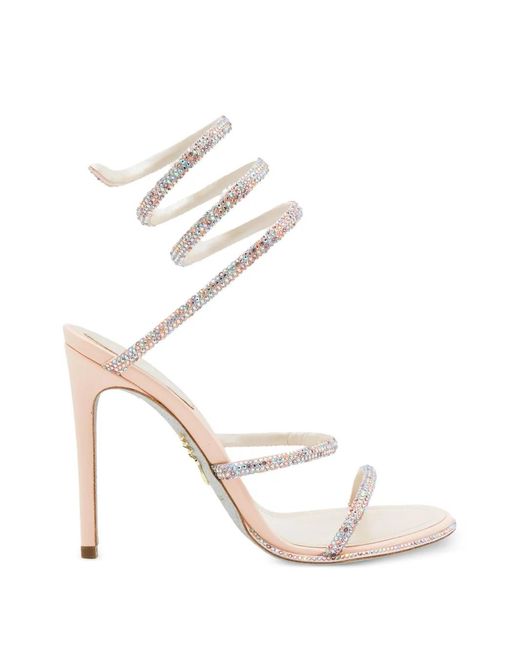 Rene Caovilla White Cleo Crystal-Embellished Sandals