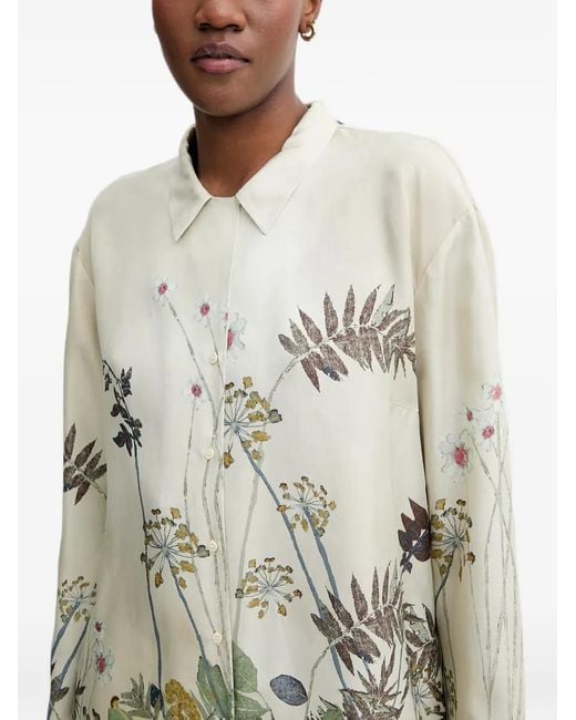 Munthe Natural Faiza Floral-Print Long-Sleeved Shirt