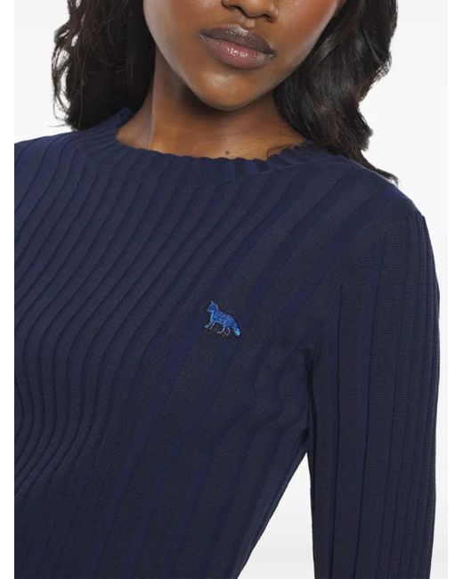 Maison Kitsuné Geribbelde Trui in het Blue