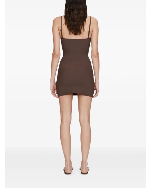 Christopher Esber Brown Stone Ruched Mini Dress