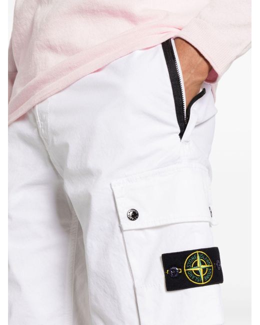 Stone Island White Shorts With Pockets for men