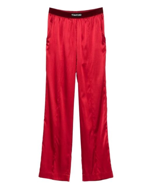 Tom Ford Red Logo-Patch Pajama Pants