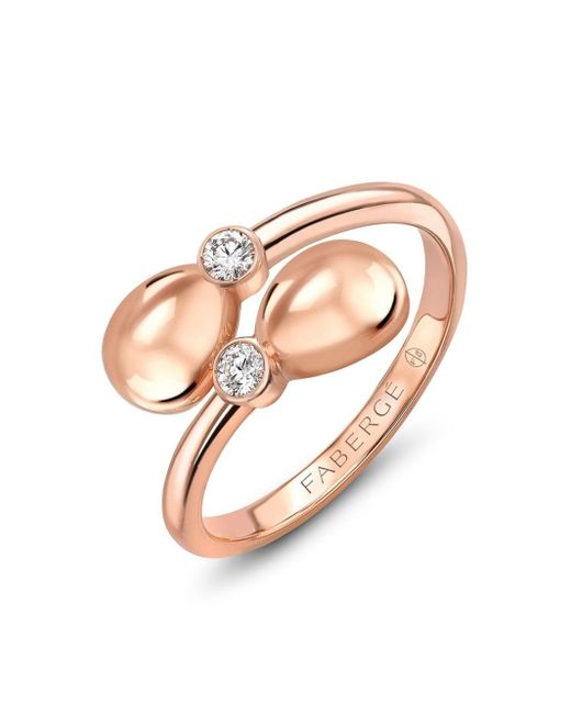 Faberge White 18kt Rose Gold Essence Crossover Diamonds Ring