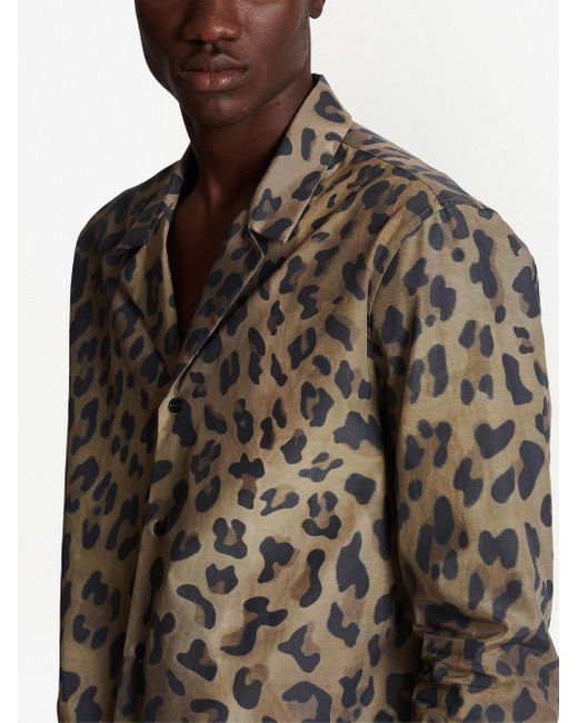 Balmain Gray Leopard Shirt for men