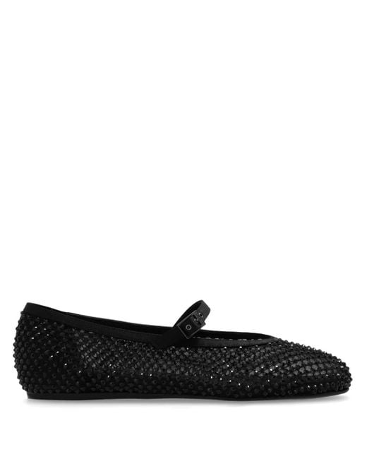 Le Silla Black Gilda Crystal-Embellished Ballerina Shoes