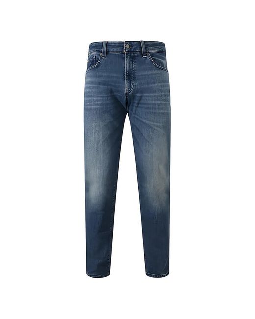 Boss Blue Button-Fastening Five-Pockets Jeans for men
